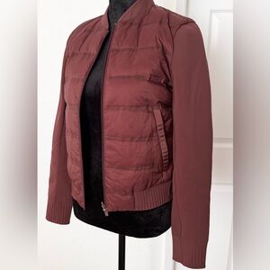 Lululemon Down & Around Bomber Reversible Jacket Womens Size 4 Burgundy Full ZIp